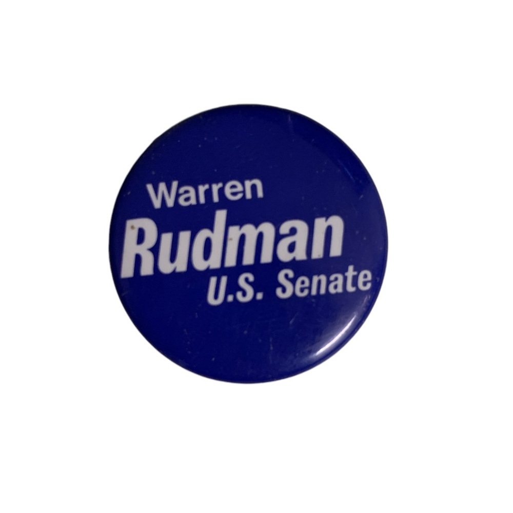 1986 Warren Rudman for Senate campaign pin. Political collectibles
